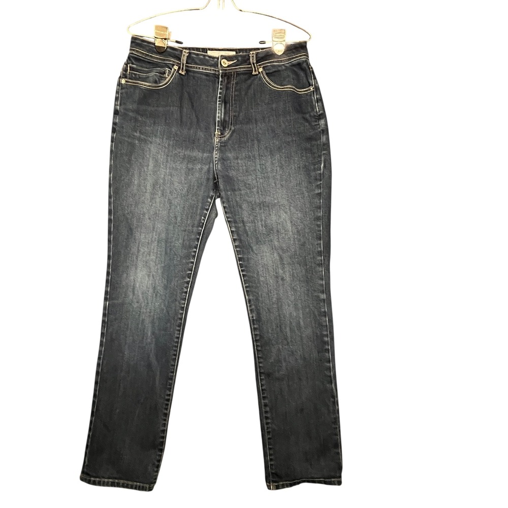 Chicos Platinum Dark Wash Straight Leg Jeans Womens Size 1.5 US 8 Blue Denim